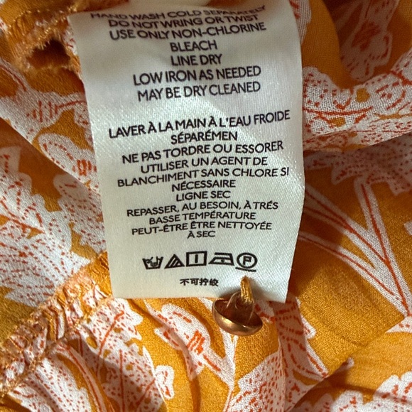 Anthropologie Floral Ruffle Yellow Top, Size XS - Picture 9 of 9